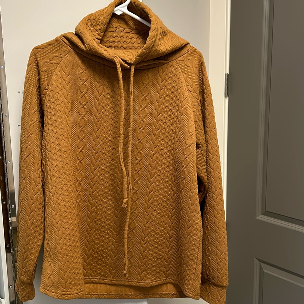 Tunic top with tie funnel neck